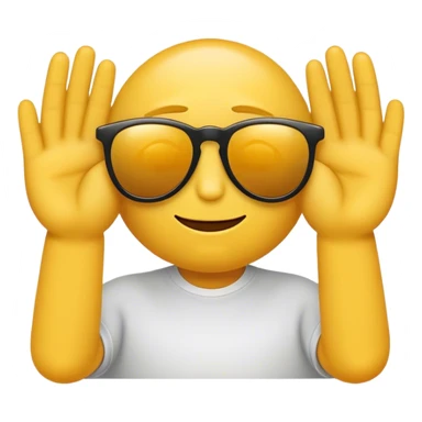 A normal Emoji who hold his hands Like sunglases in the Front of his eyes sticker