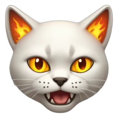 furious cat with flames sticker