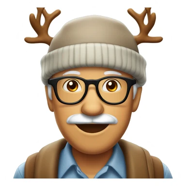 60 years man who wears glasses and a Rudolf’s the reindeer hat sticker