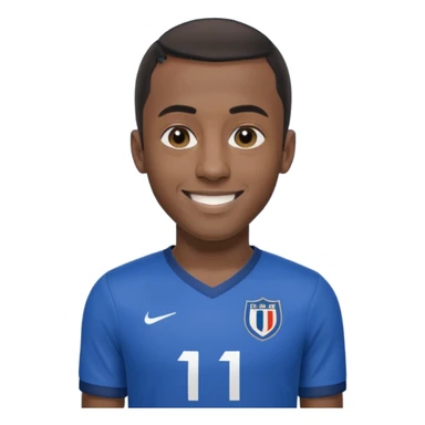 Blaise Matuidi smiling, short hair, athletic build, wearing a blue football jersey sticker