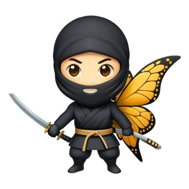 Crea un emoji para usar en WhatsApp con estos dos emoji 🥷🏻🦋. sticker