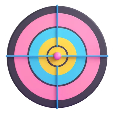 A 3D bullseye target with spring pastel colors of yellow, pink, mint green, and light blue sticker