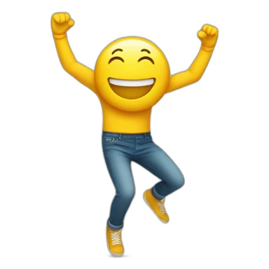 smile face (sort of circle colored yellow) dancing with his little hands and legs sticker