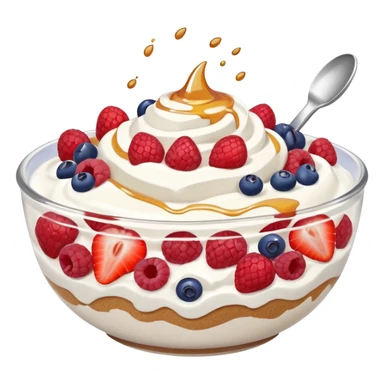Yogurt bowl with strawberries, raspberries, Blueberries and whipped cream with a sprinkle of cinnamon and honey drizzled across the bowl sticker