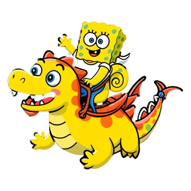 Spongebob riding a dragon sticker
