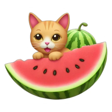 Pink cat eat watermelon sticker