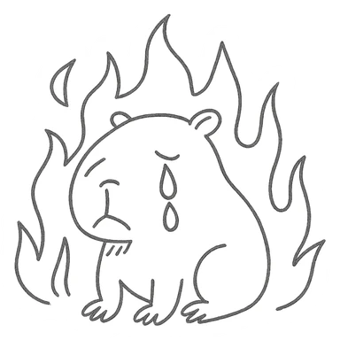 crying capybara, a fire around sticker