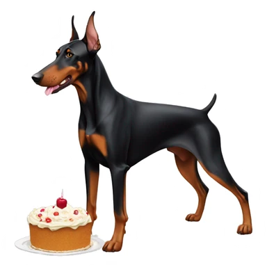 A European Doberman eating cake sticker