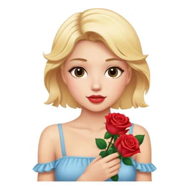 Blonde model with roses  sticker