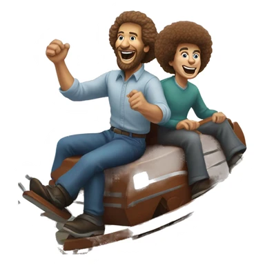 Bob Ross riding a roller coaster with issac newton sticker