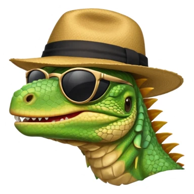 capitalist iguana head with black reflex sunglasses and hat smiling sarcastically sticker