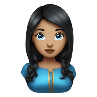 a girl with hourglass figure, black hair and blue eyes sticker