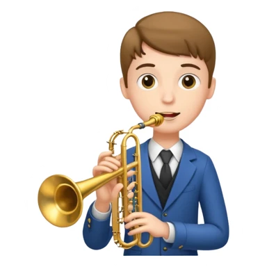 Boy with 4 arms holding a trumpet in one hand and a saxophone in the other sticker
