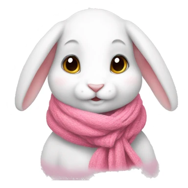 white rabbit cute wears pink scarf sticker