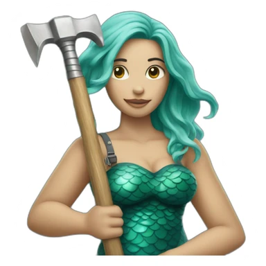 mermaid holding a hammer sticker