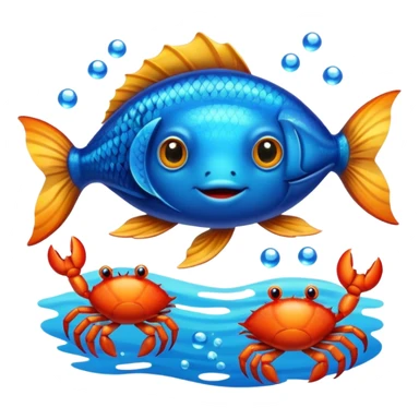 live fish and crabs sticker