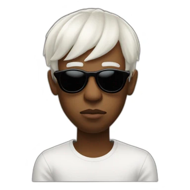 tyler the creator with a short white wig and dark sunglasses looking looking annoyed side view sticker