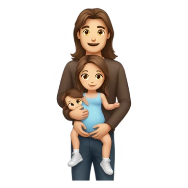 european family, Brown hair man, long Brown hair woman, baby girl sticker