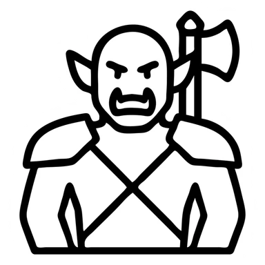 orc warrior, simple black outline icon, strong silhouette, no fill sticker