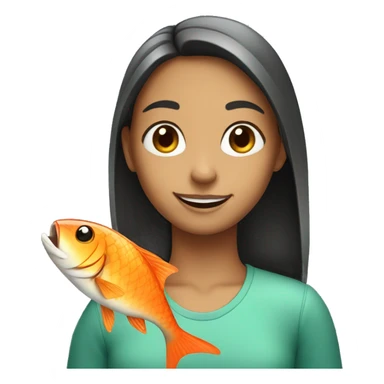 smiling girl with fish sticker