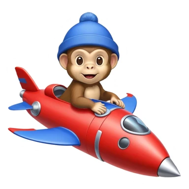 happy monkye in a hat flying in a rocket  sticker