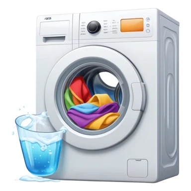 washing machine mid-cycle with clothes tumbling inside sticker