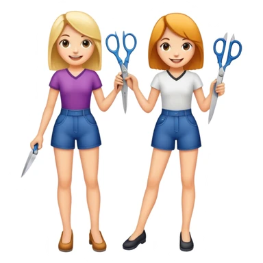Two girls with scissors as legs  sticker