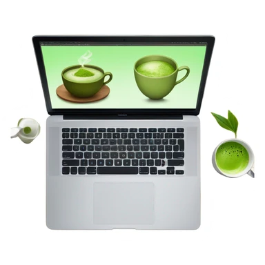 Macbook and cap of matcha sticker