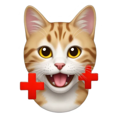 Cat with emote Red Cross and tongue sticker
