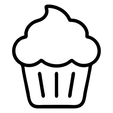 cupcake with pink icing outlined icon sticker
