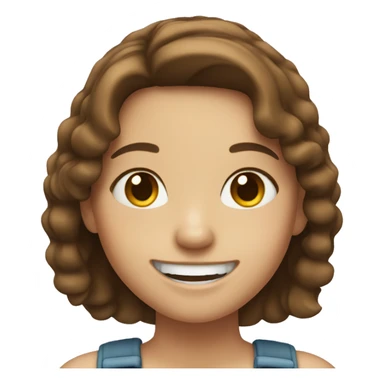 smiling girl with braces and brown hair sticker