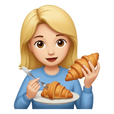woman eating croissant sticker