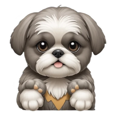 cute all grey shih tzu peeking through window blinds with one paw holding down the shade behind the shade sticker