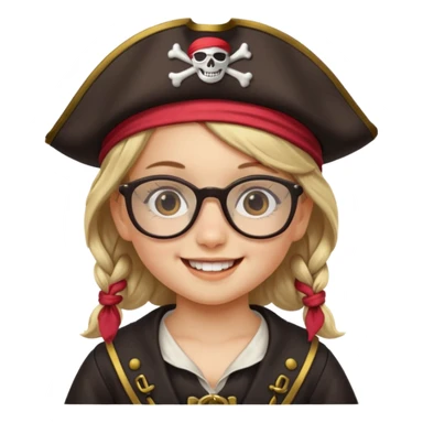 kid girl with pirate costume wearing glasses sticker