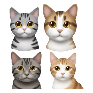 One gray and white tabby cat and one brown and black tabby cat sticker