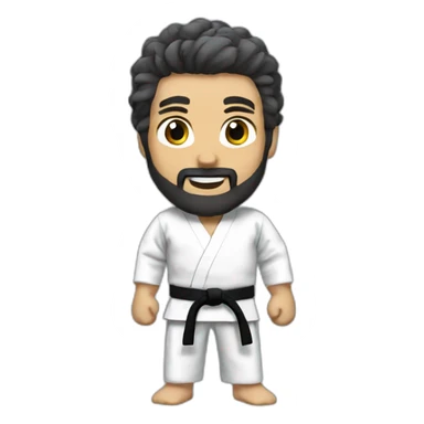 Karate blue belt with gi wi hair and beard sticker