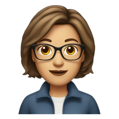42 year old woman Bob haircut brown hair glasses sticker