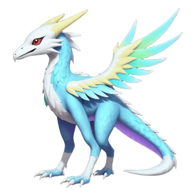 Colorful scaly flurry iridescent shiny bioluminescent translucent luminescent neon pastel edgy cool bright pale dark edgy Latias-Sergal-Vernid-Lombax-Renamon-Zeraora-Bastet-Fakémon-hybrid-fusion-creature, full body sticker