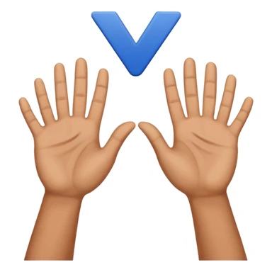 the raised hands emoji with a dark blue checkmark between them sticker