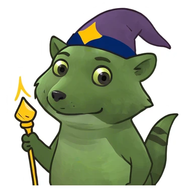 Raccoon wizard sticker