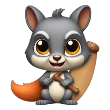an evil squirrel holds a bat in its paws sticker