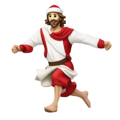 skipping sprint Jesus santa costume sticker