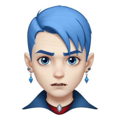 boy wampire with blue hair and face tattooed and extra big earing sticker