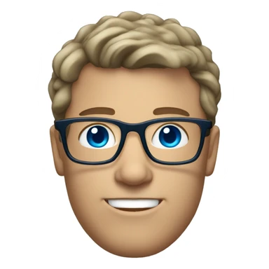 white man with wavy short brunette hair and light blue eyes wearing glasses sticker