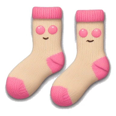 A pair of cute beige and pink knitted socks sticker