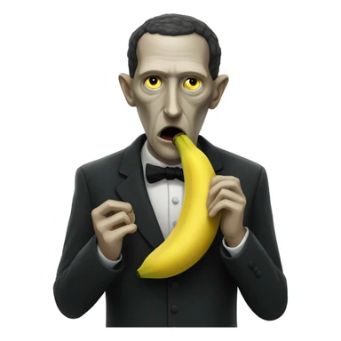 Lovecraft eating a banana sticker