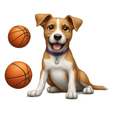 Dog playing basketball sticker