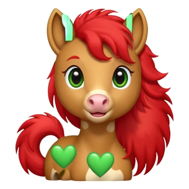 light brown pony with green eyes in love surrounded by red hearts sticker