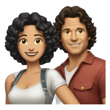 Carlos Vives with Colombian woman of 30's with short curly black hair sticker