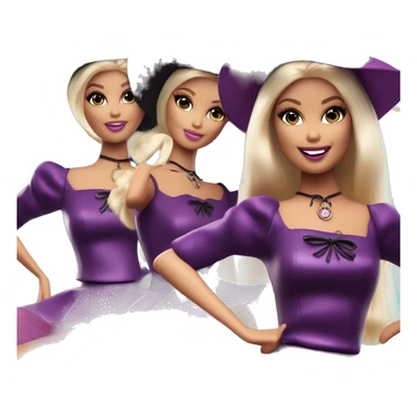 three photogenic silkstone Barbie witches enchanted TV series flying on a broomstick  sticker